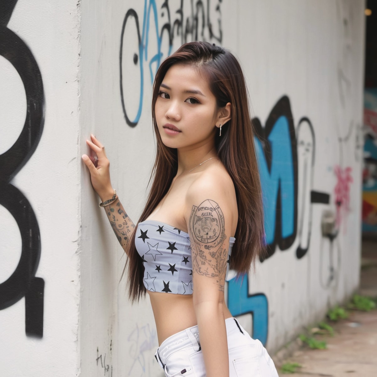 harajuku Y2K tube top vintage stars 
